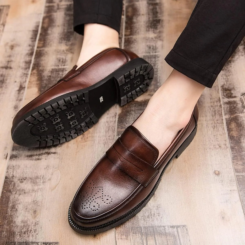 Mocassins en cuir marron homme