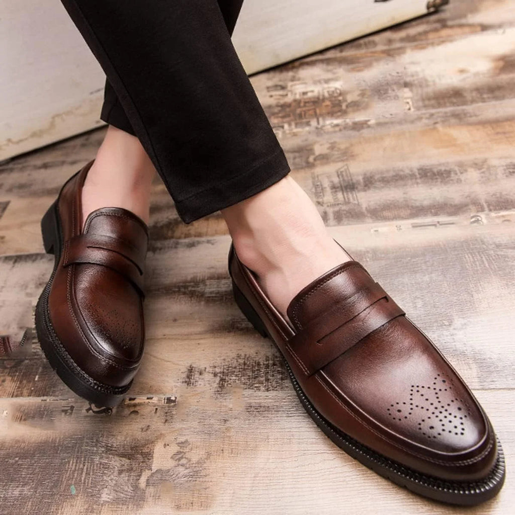 Mocassins en cuir marron homme