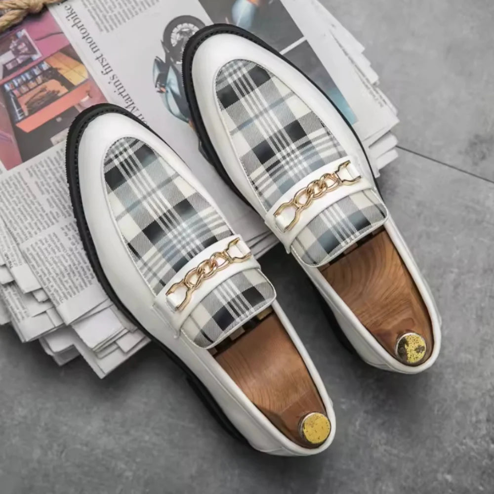Mocassins britanniques en cuir blanc pour homme