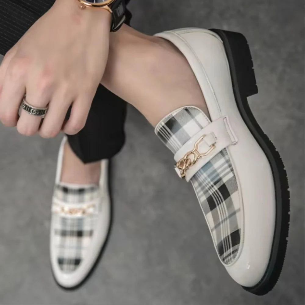 Mocassins britanniques en cuir blanc pour homme