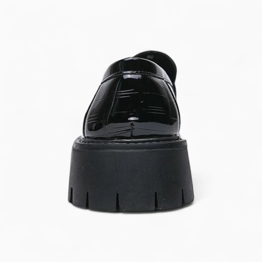 Mocassins en cuir vernis noir à plateforme pour homme