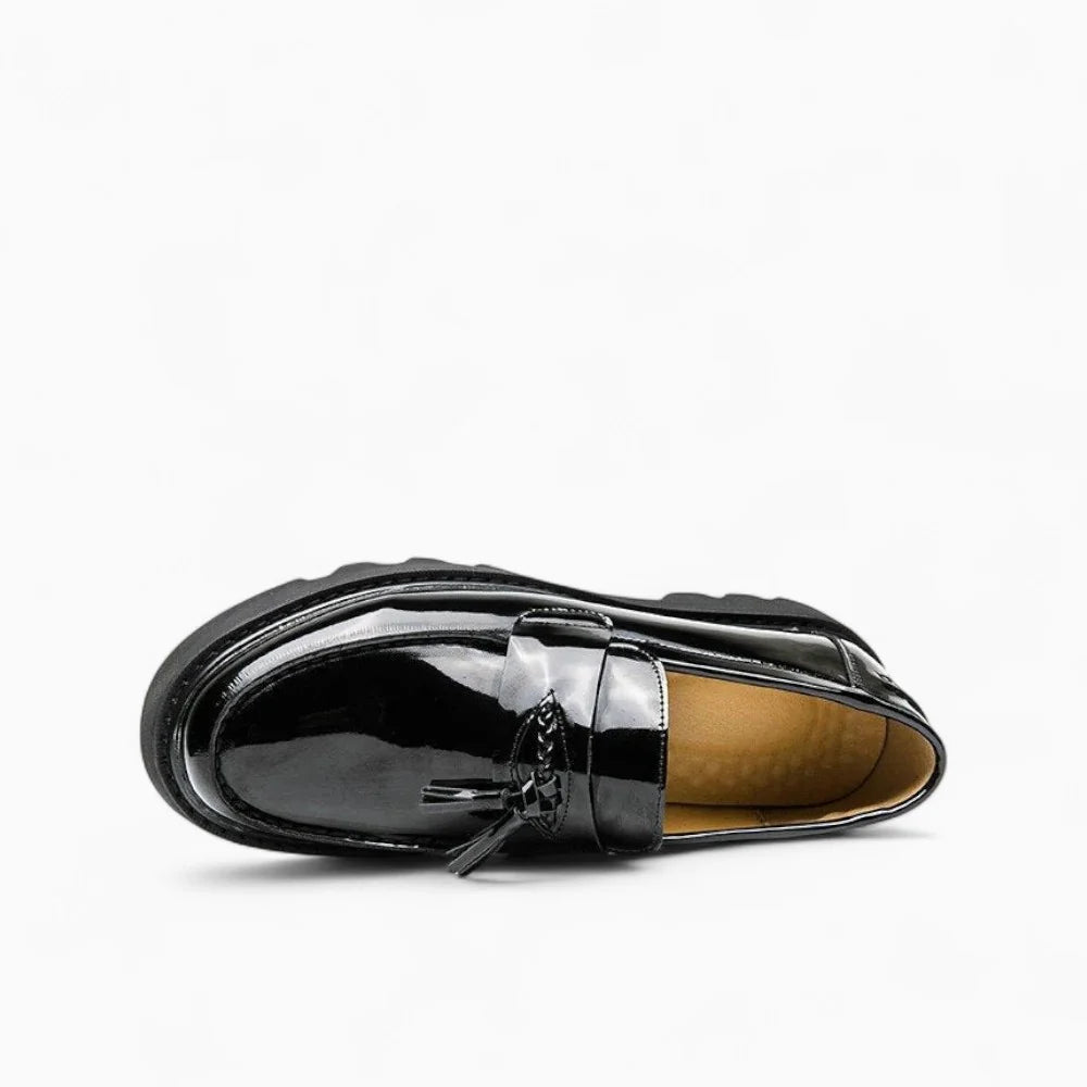 Mocassins en cuir vernis noir à plateforme pour homme