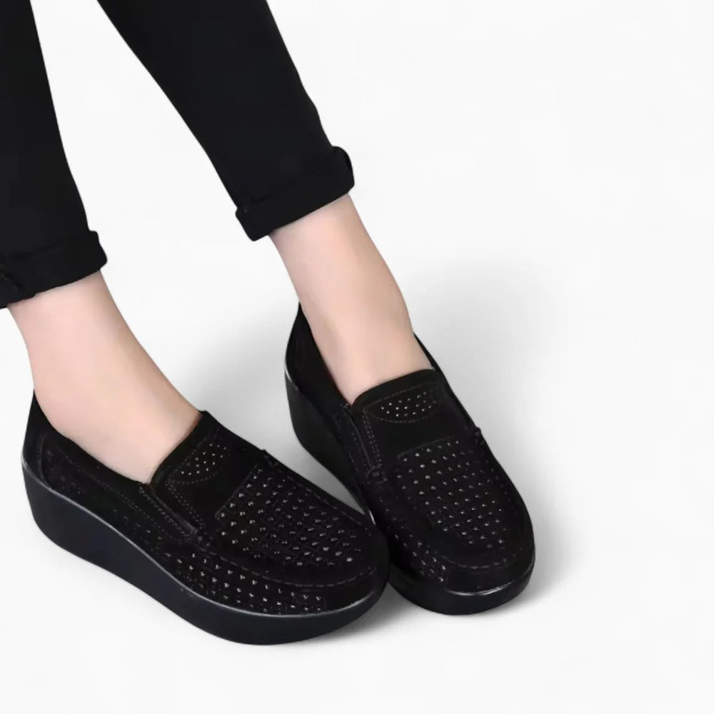 Mocassins en daim à semelle épaisse pour femme