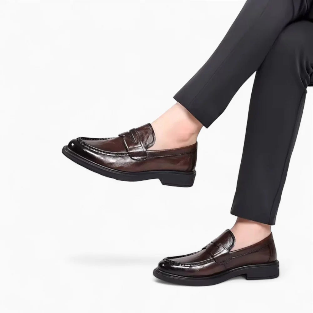 Mocassins habillés en cuir marron pour homme