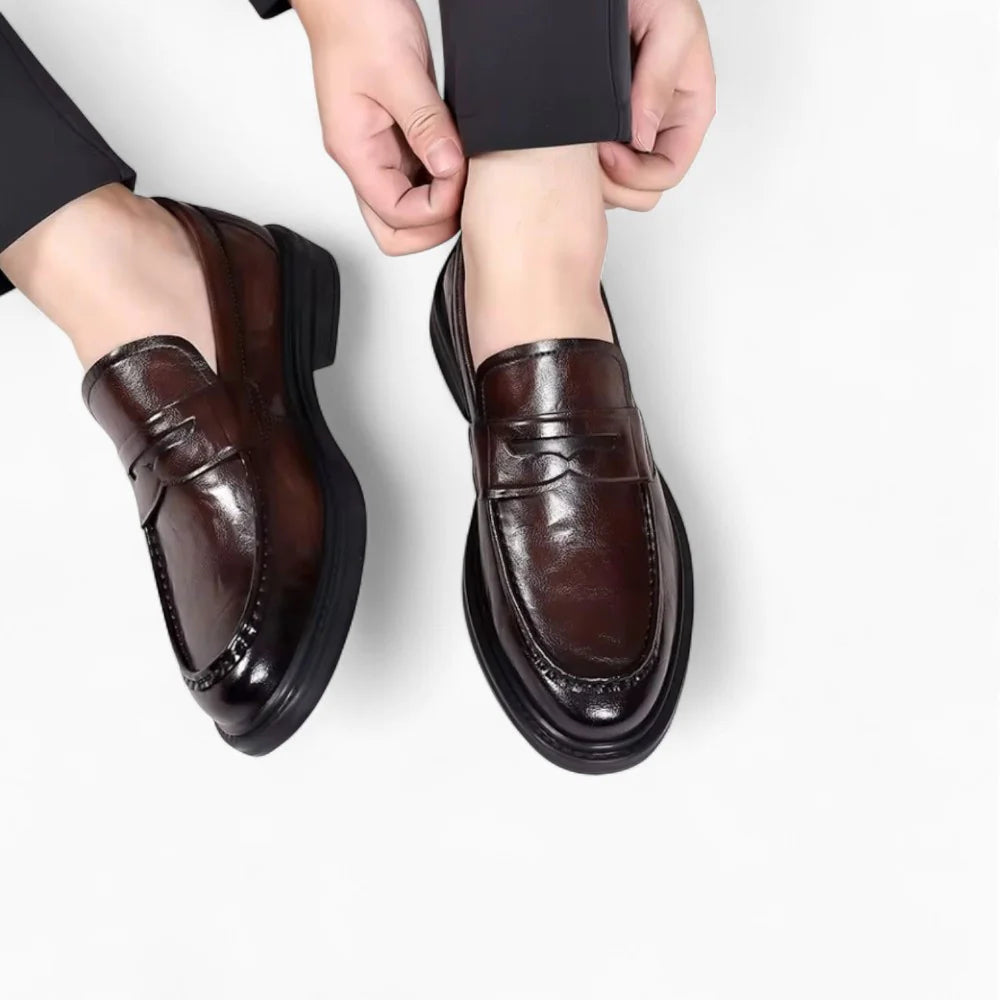 Mocassins habillés en cuir marron pour homme