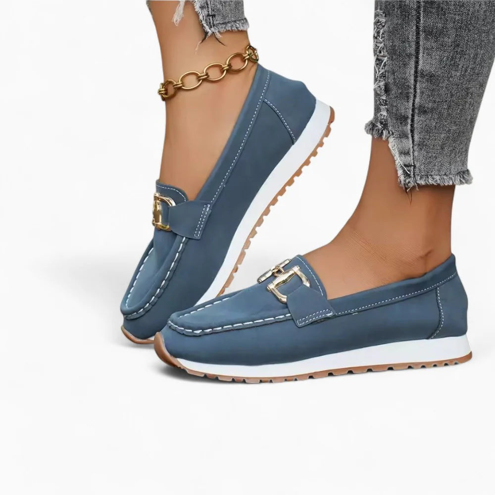 Mocassins compensés bleus pour femme