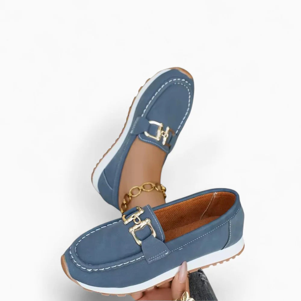 Mocassins compensés bleus pour femme