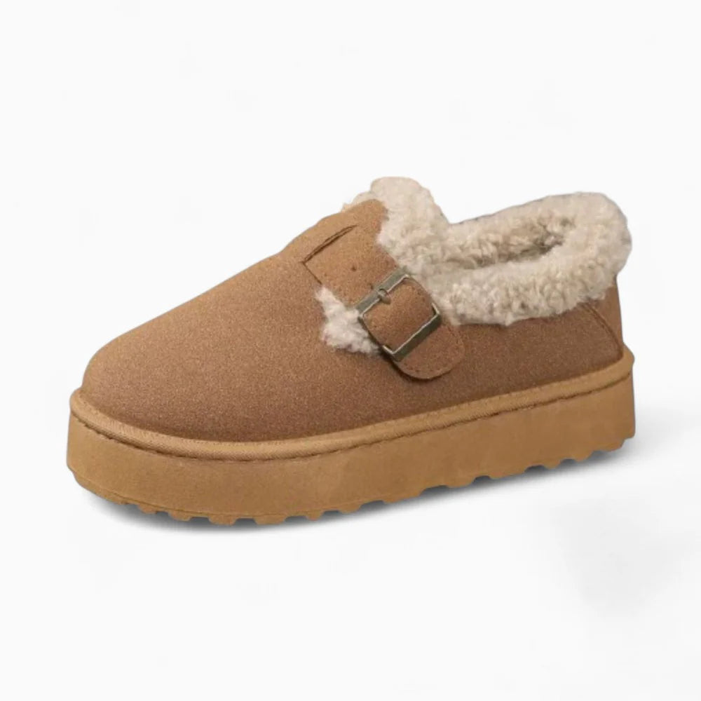 Mocassins marron en fourrure pour femme