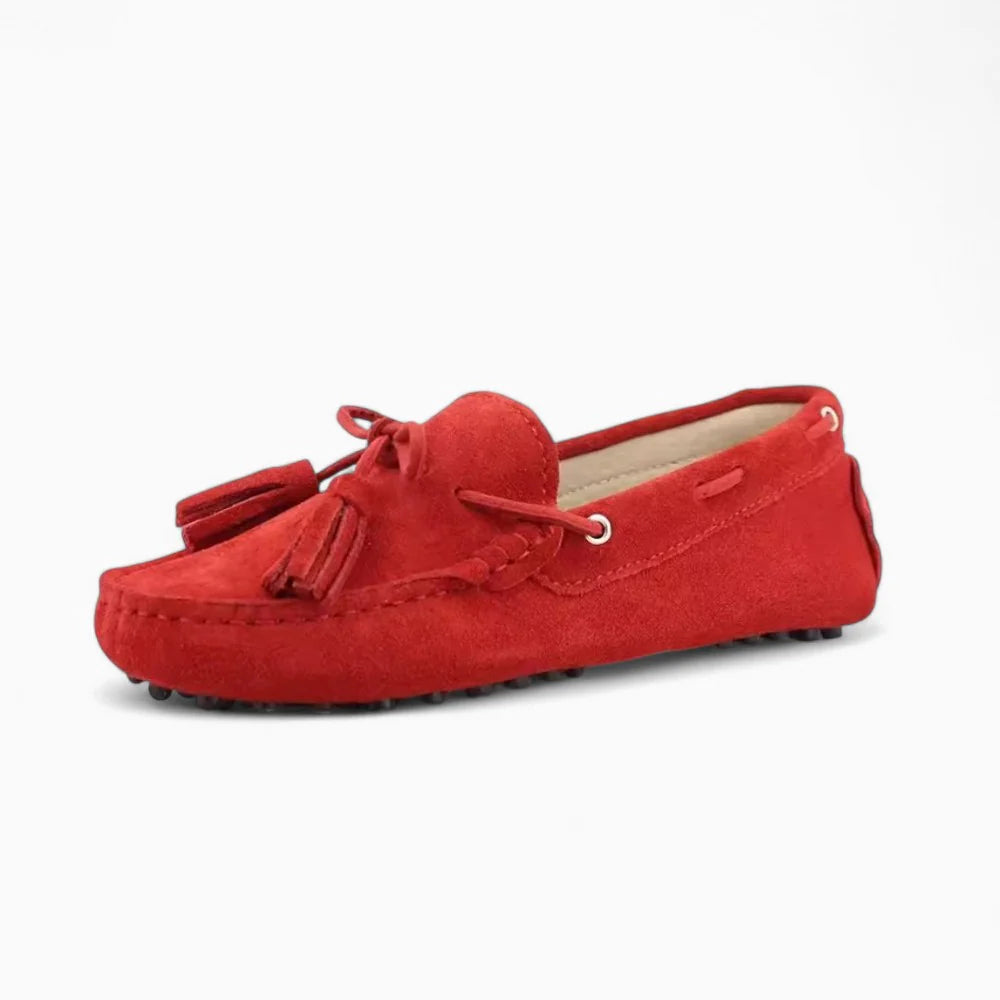 Mocassins rouges à gland pour femme