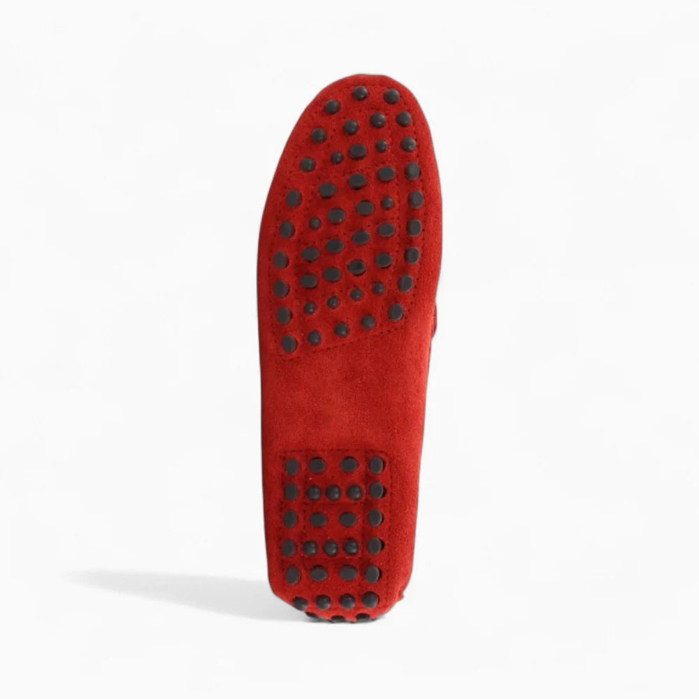 Mocassins rouges à gland pour femme