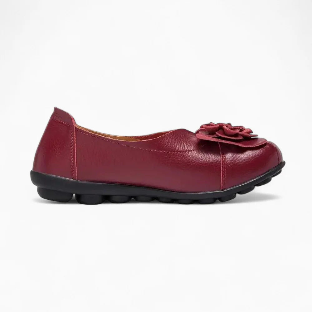 Mocassins en cuir bordeaux pour femme