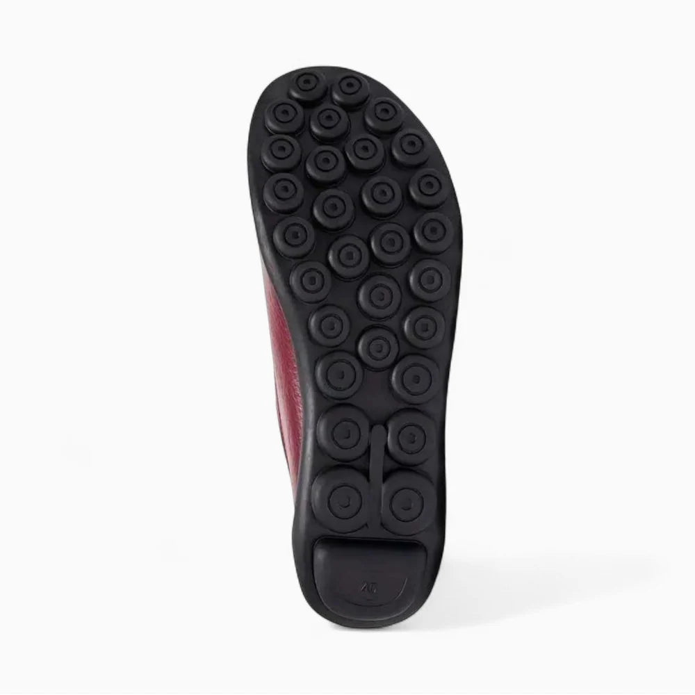 Mocassins en cuir bordeaux pour femme