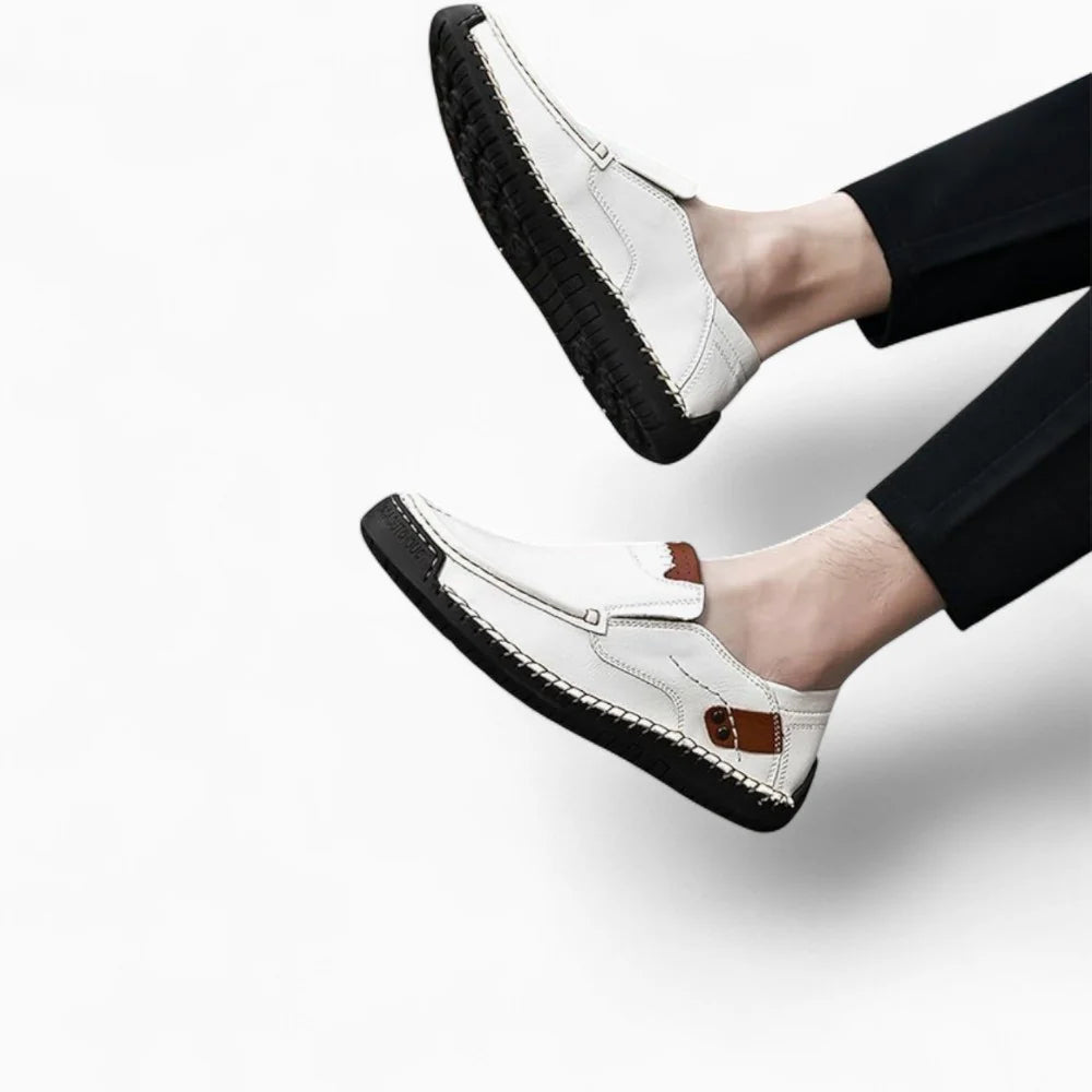 Mocassins en cuir blanc pour homme