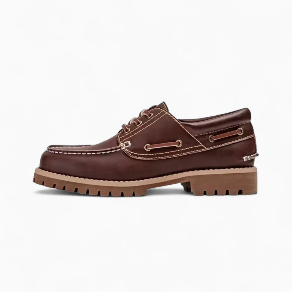 Mocassins à lacets en cuir marron pour homme