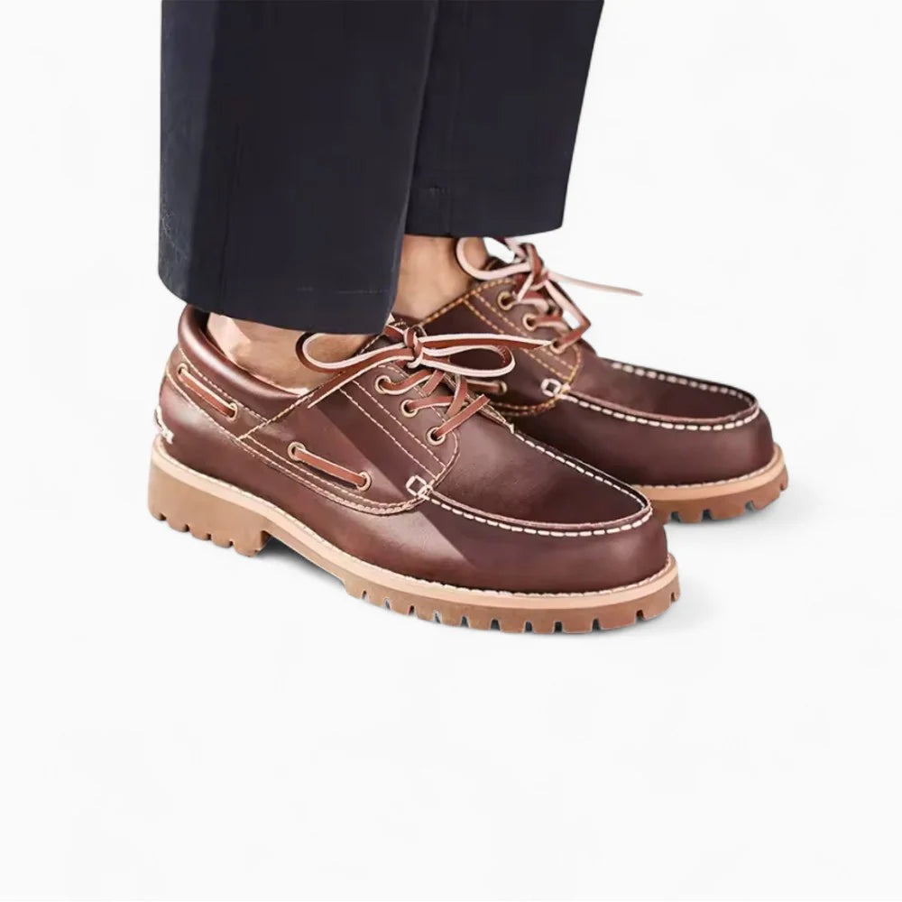 Mocassins à lacets en cuir marron pour homme