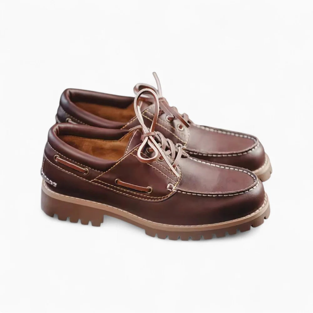 Mocassins à lacets en cuir marron pour homme