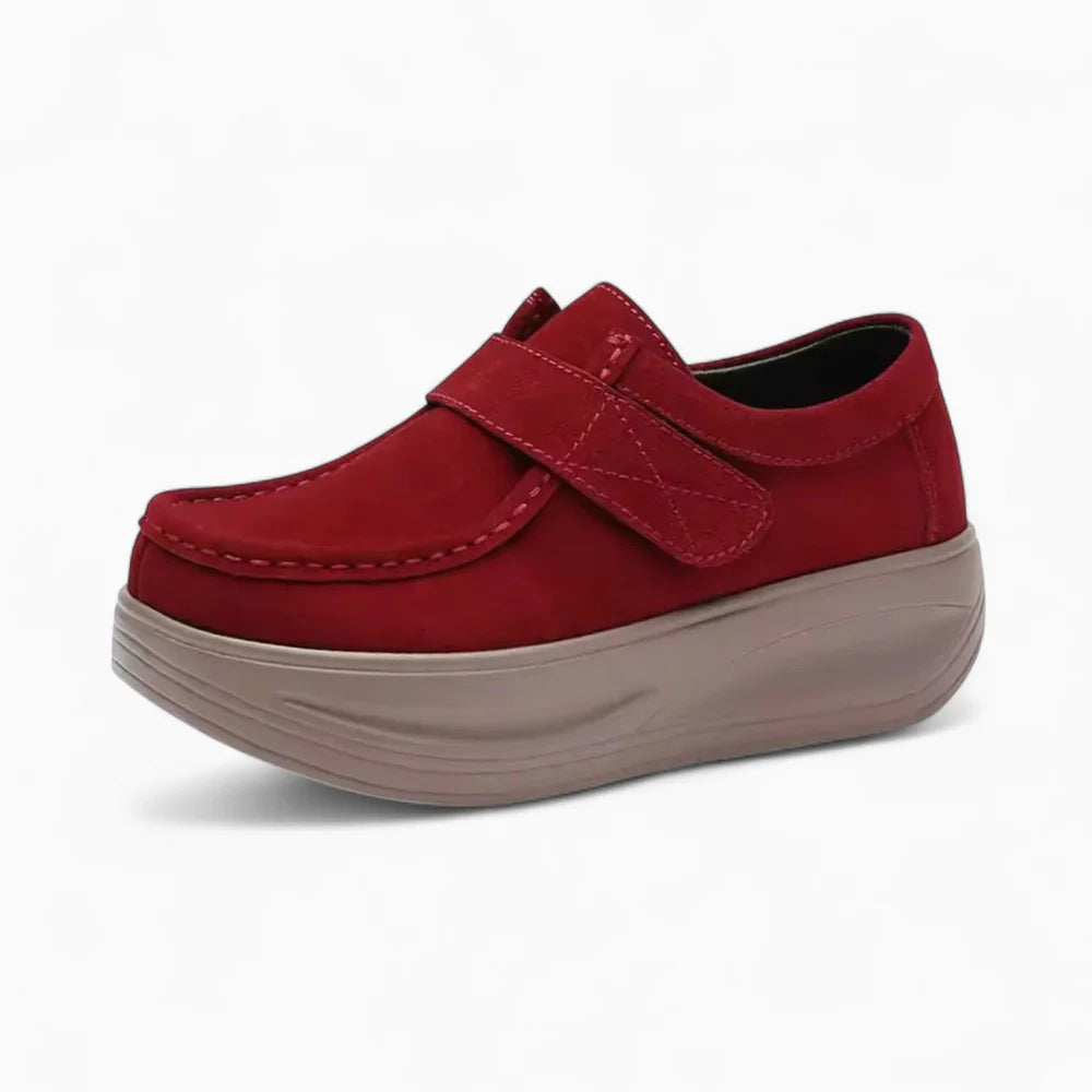 Mocassins compensés bordeaux pour femme