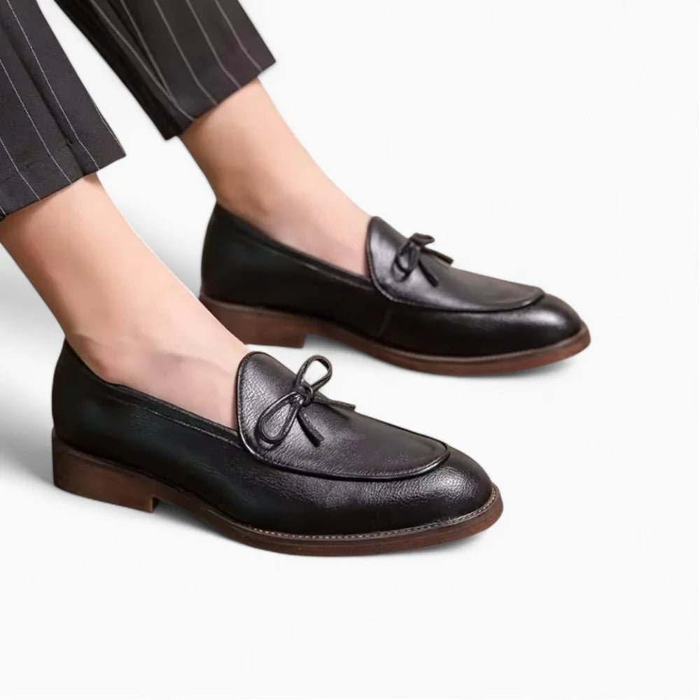 Mocassins homme à lacets en cuir noir