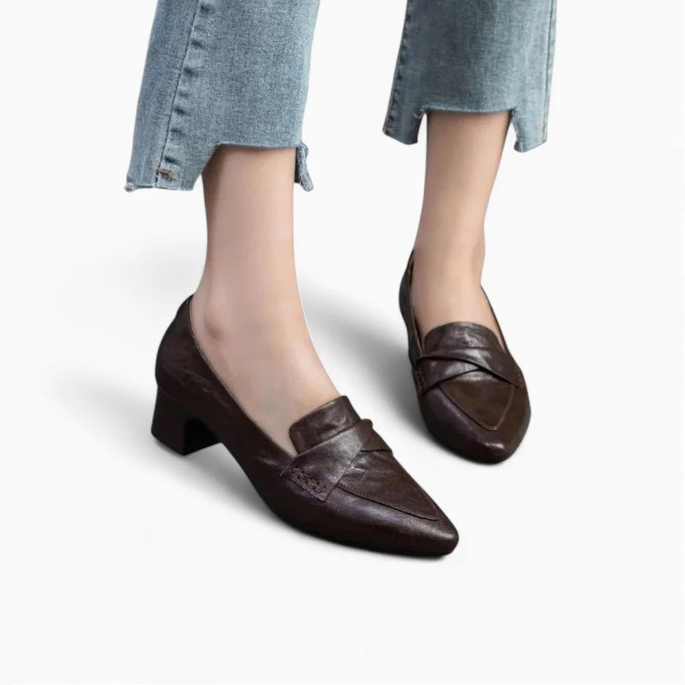 Mocassins bout pointu à talon pour femme