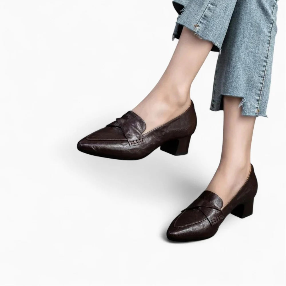 Mocassins bout pointu à talon pour femme
