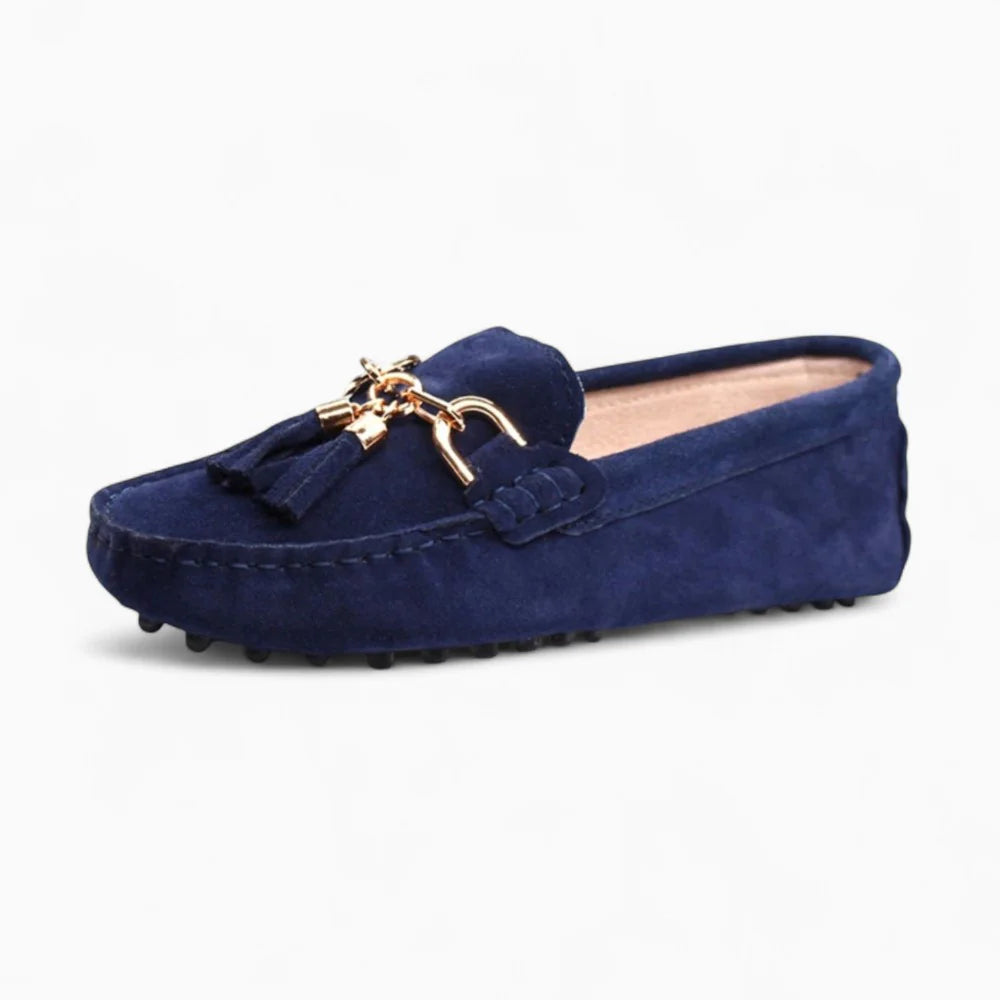 Mocassins bateau bleus à gland femme