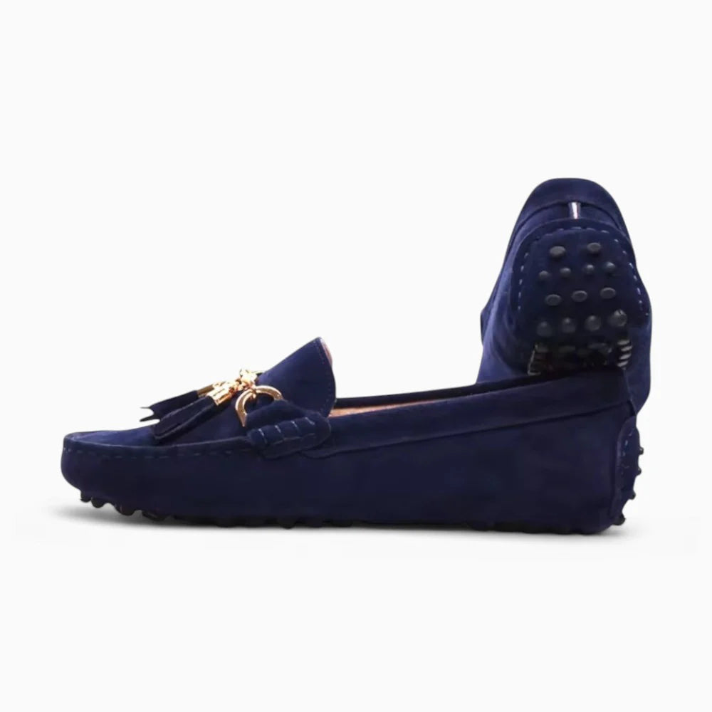 Mocassins bateau bleus à gland femme