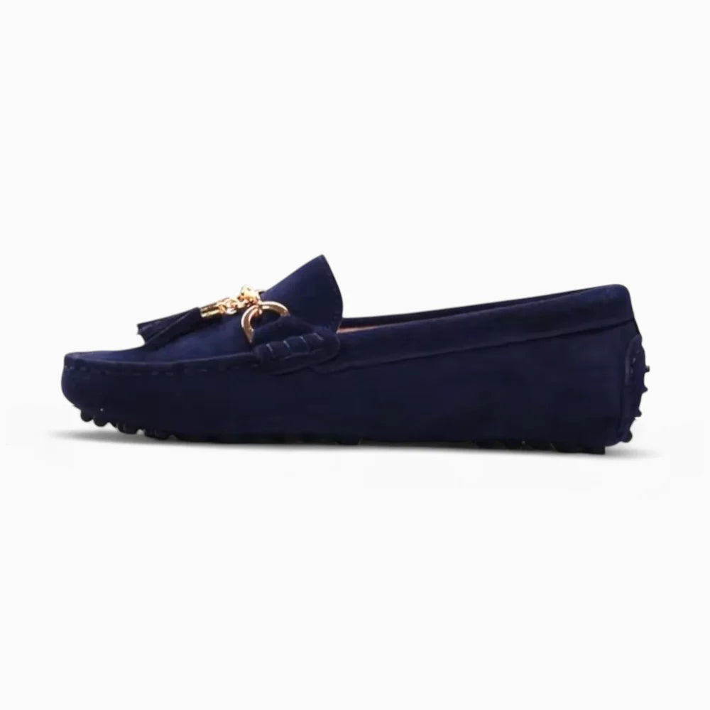 Mocassins bateau bleus à gland femme