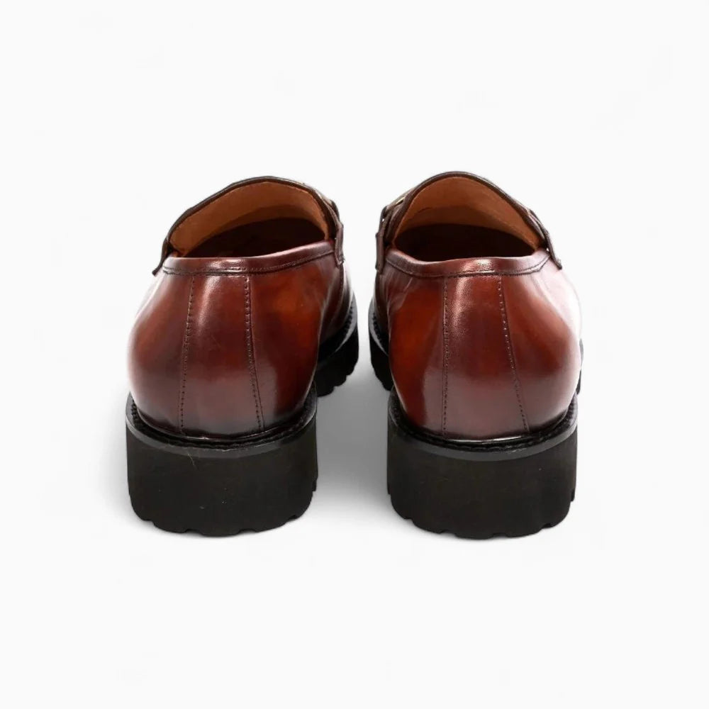 Mocassins marron vernis à plateforme pour homme