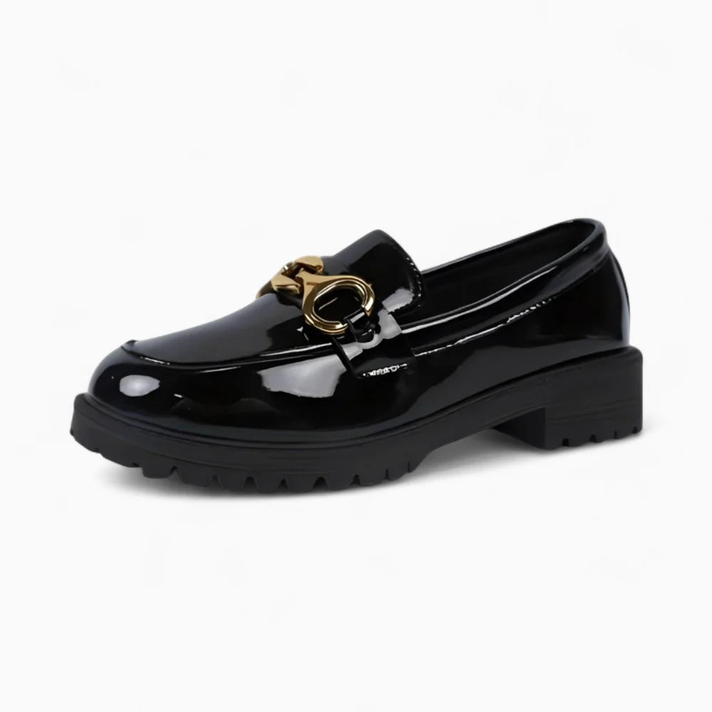 Mocassins à plateforme vernis noir pour femme