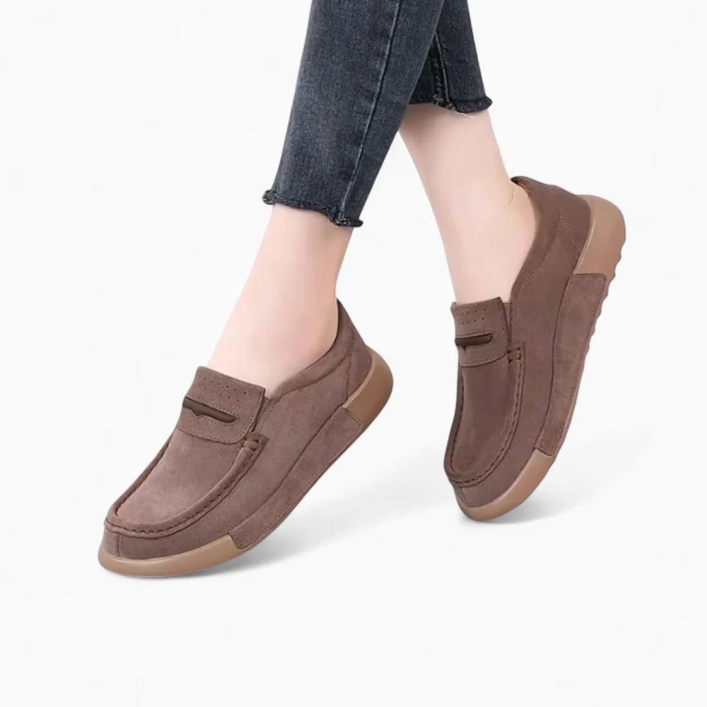 Mocassins plateforme en daim pour femme