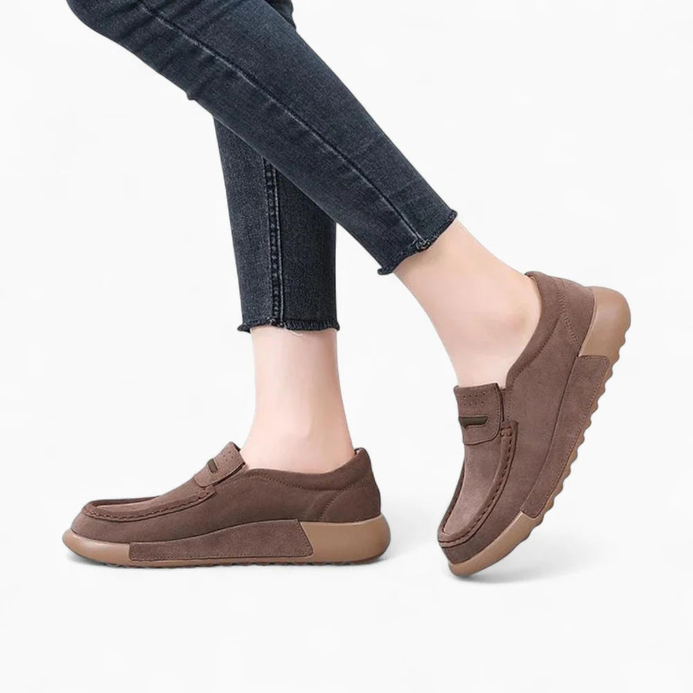 Mocassins plateforme en daim pour femme