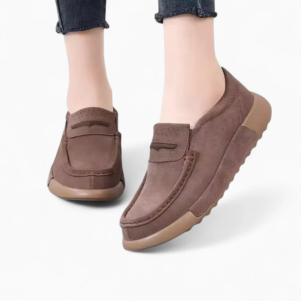 Mocassins plateforme en daim pour femme