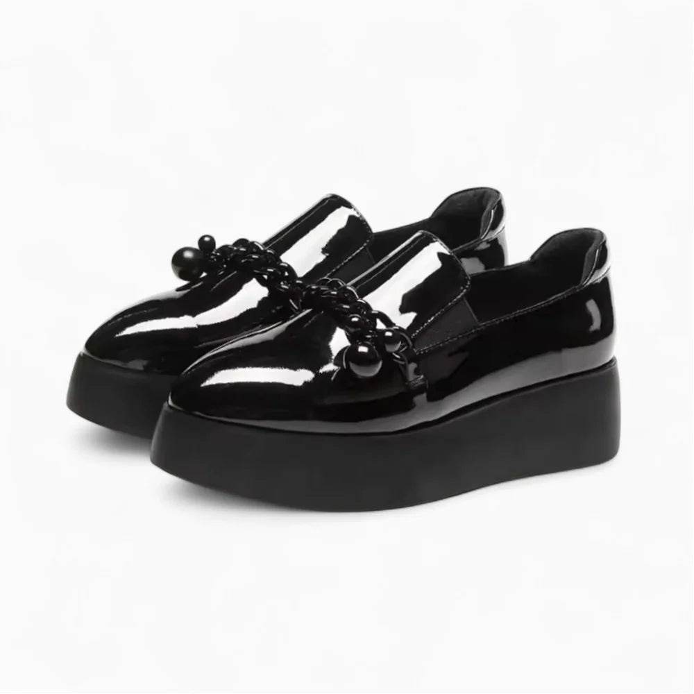 Mocassins plateforme en cuir de vache pour femme