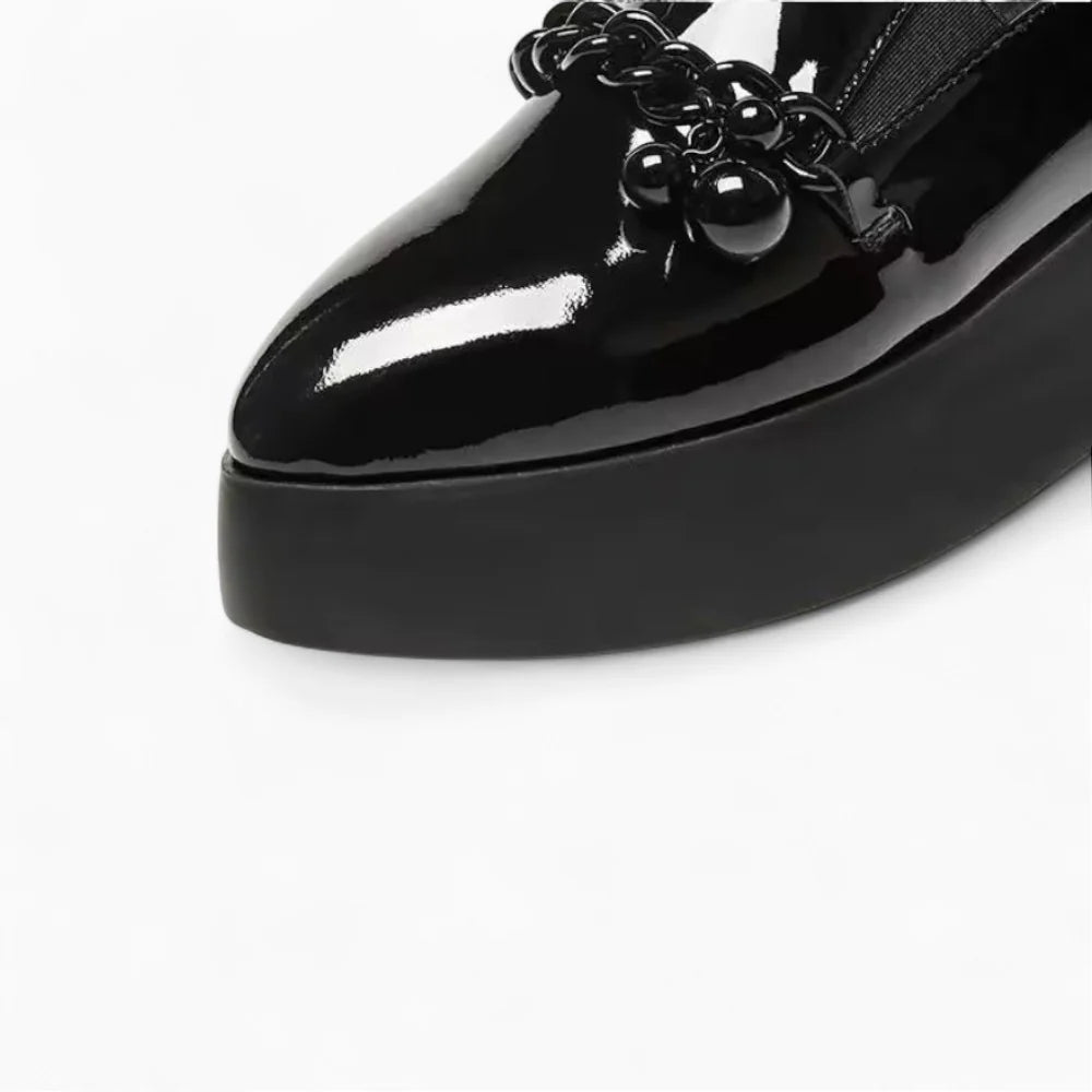 Mocassins plateforme en cuir de vache pour femme