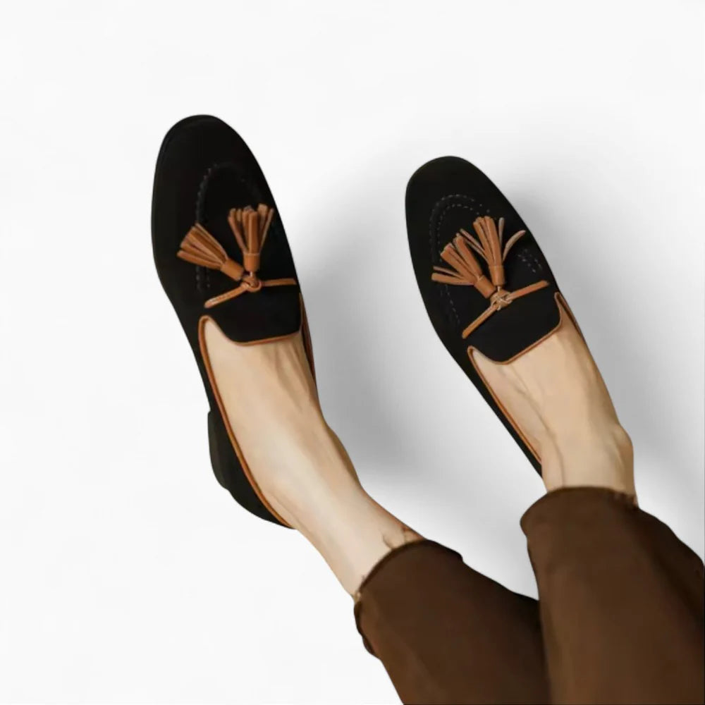 Mocassins femme en daim noir