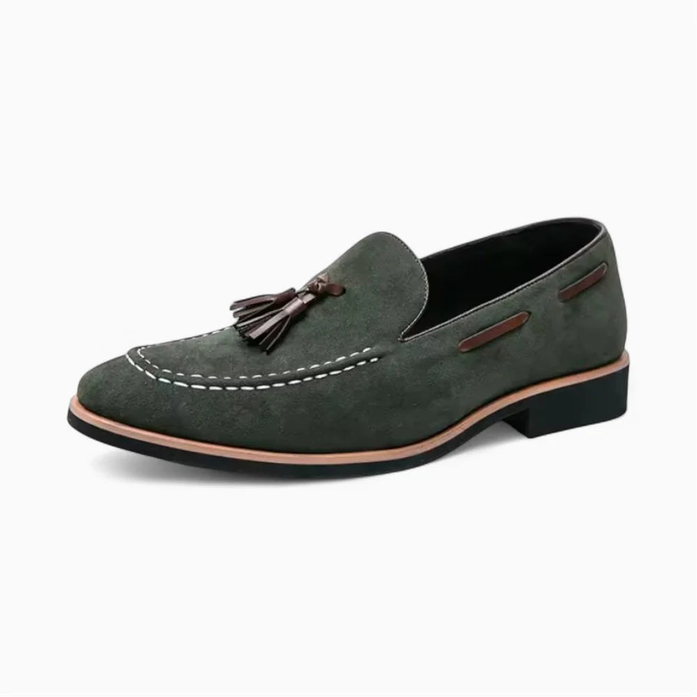 Mocassins homme en daim vert