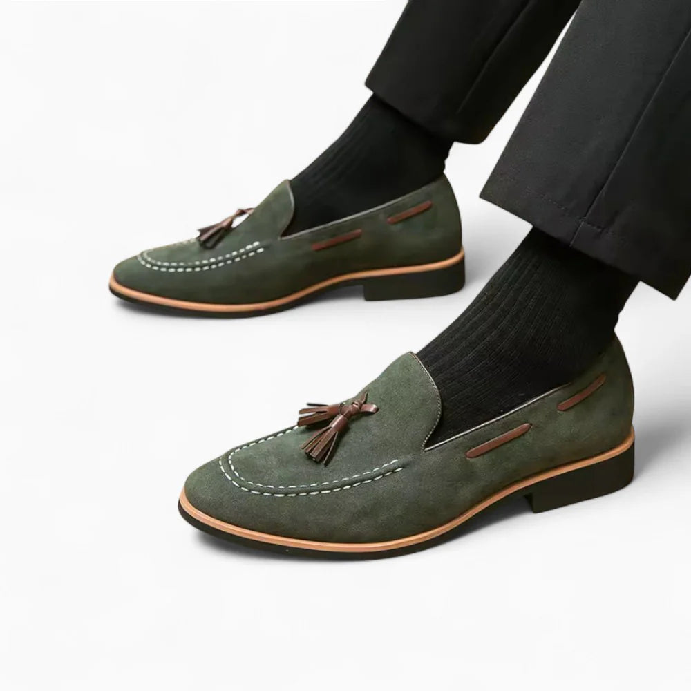 Mocassins homme en daim vert