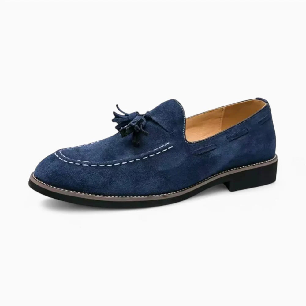Mocassins homme en daim bleu