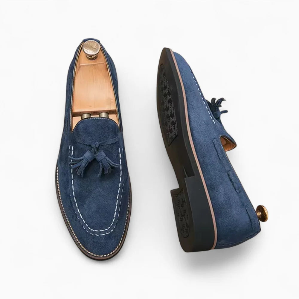 Mocassins homme en daim bleu