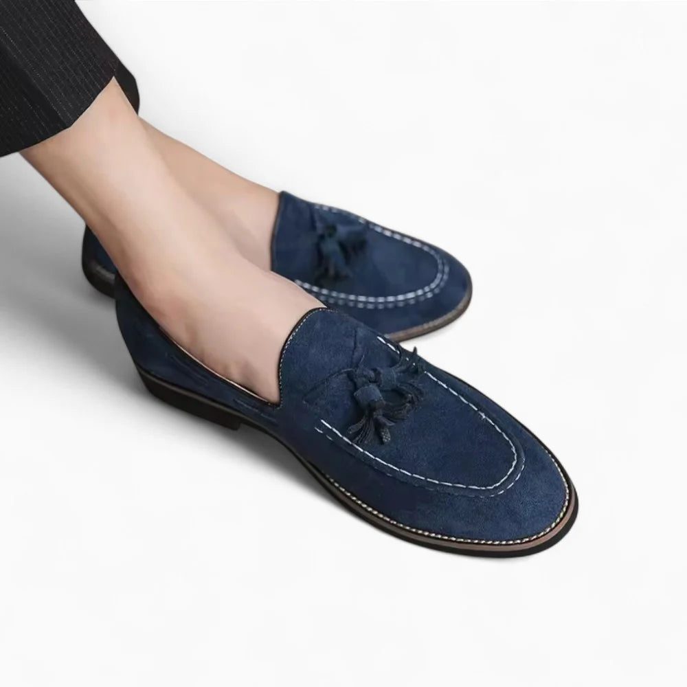 Mocassins homme en daim bleu