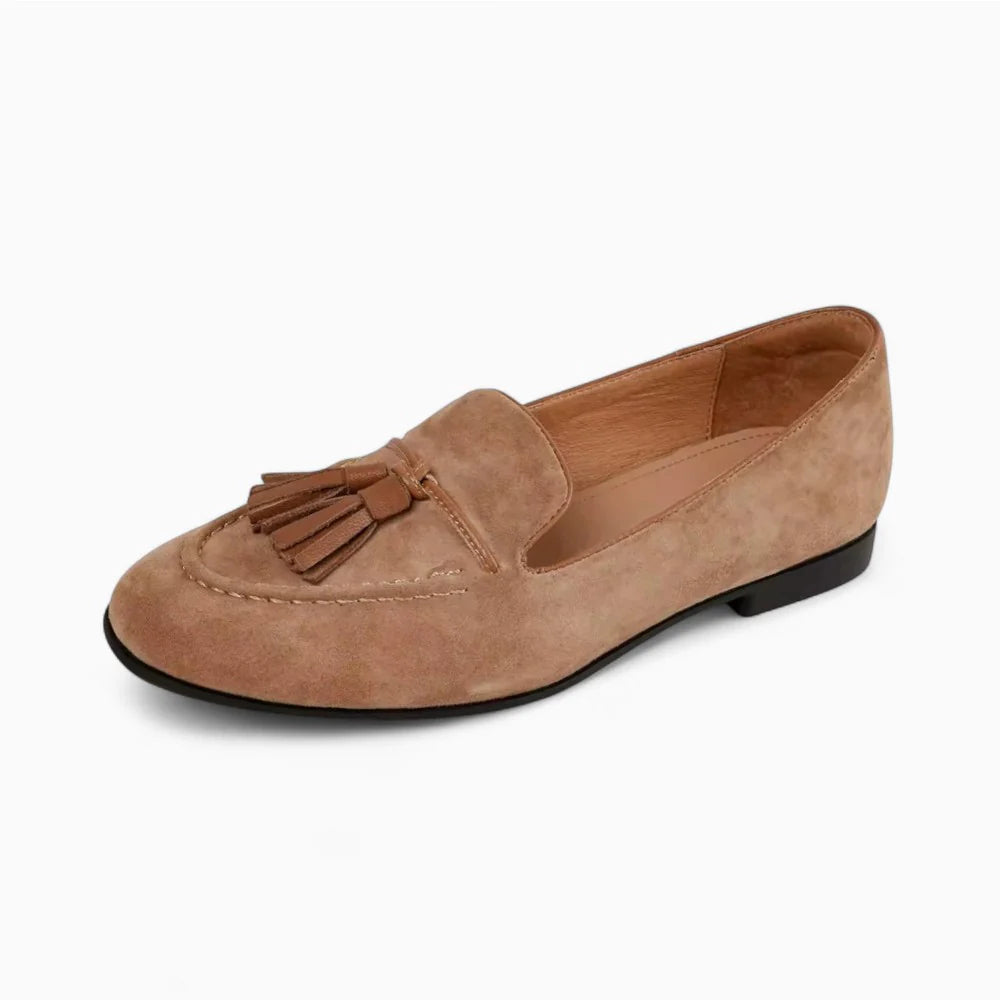 Mocassins à gland en daim marron pour femme