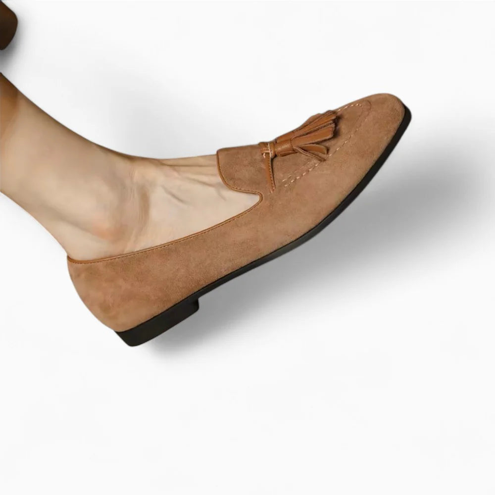 Mocassins à gland en daim marron pour femme