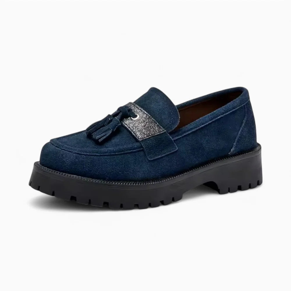 Mocassins à plateforme bleu marine pour femme