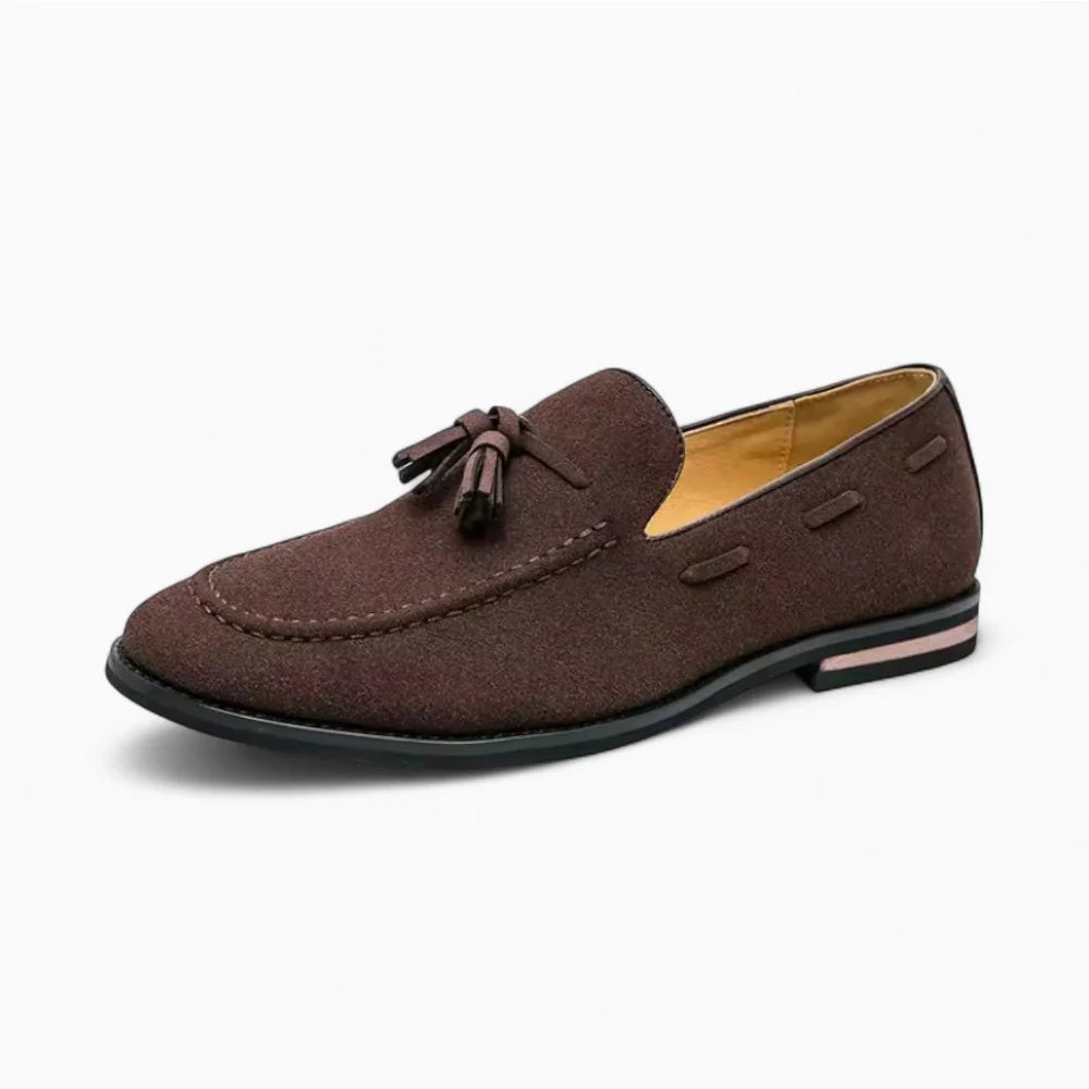 Mocassins homme en daim marron à gland