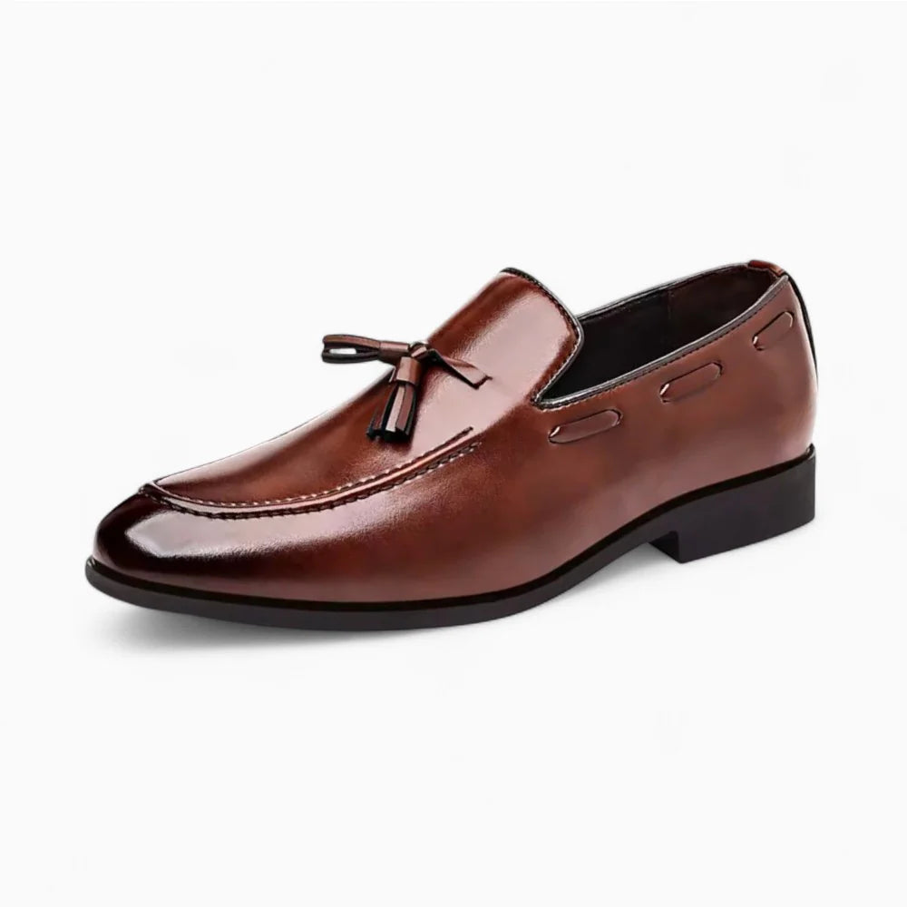 Mocassins à glands en cuir marron pour homme
