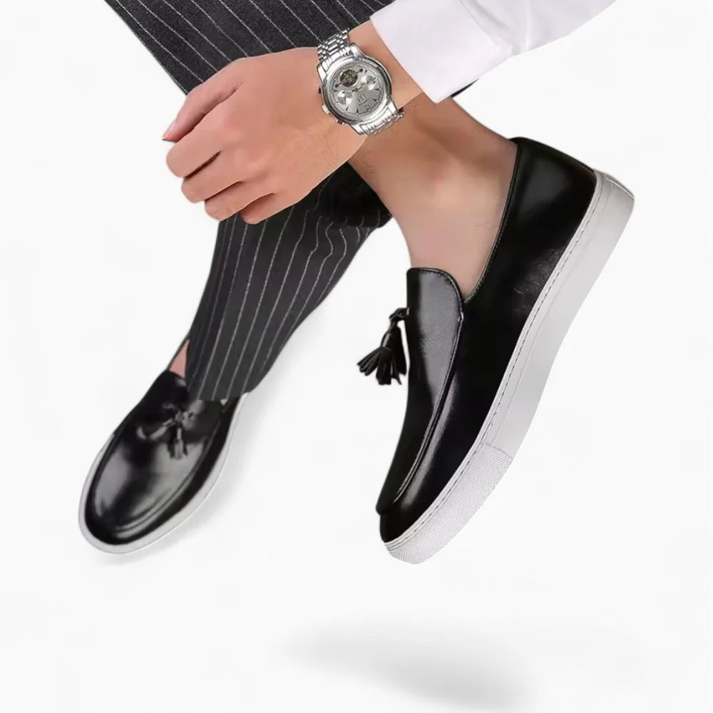 Mocassins à gland en cuir noir pour homme