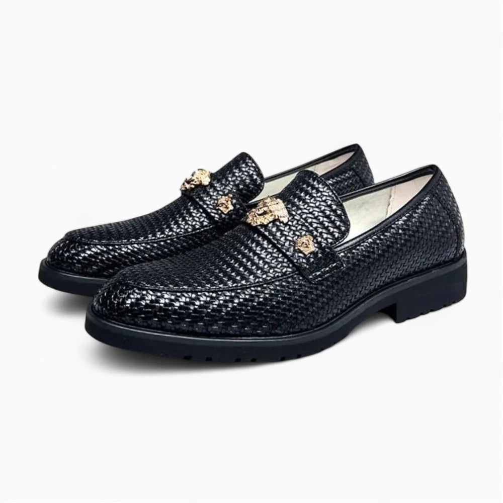 Mocassins noirs à bout pointu pour homme