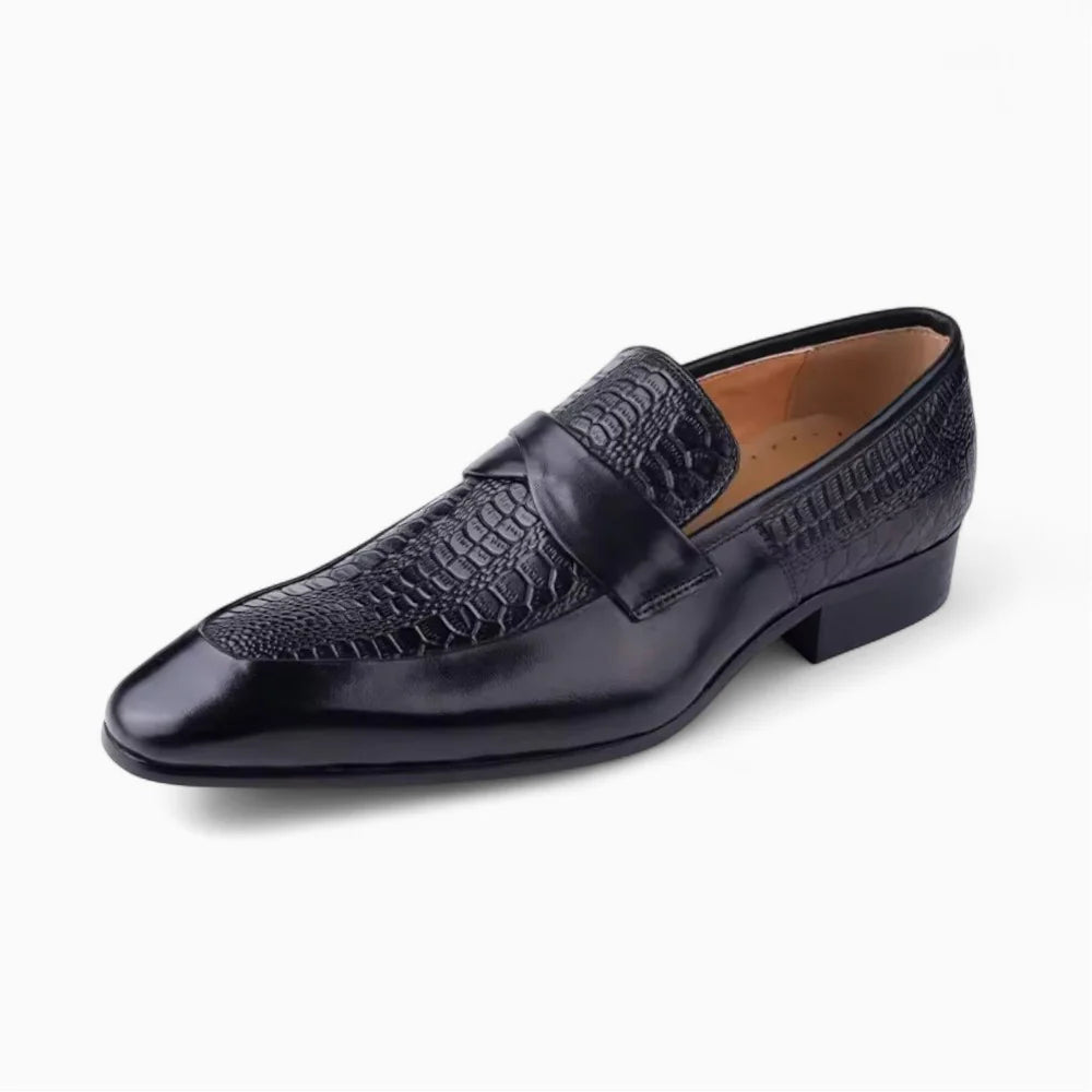 Mocassins homme en cuir noir à bout pointu