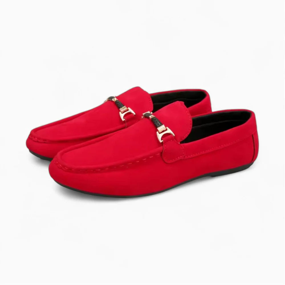 Mocassins homme en daim rouge