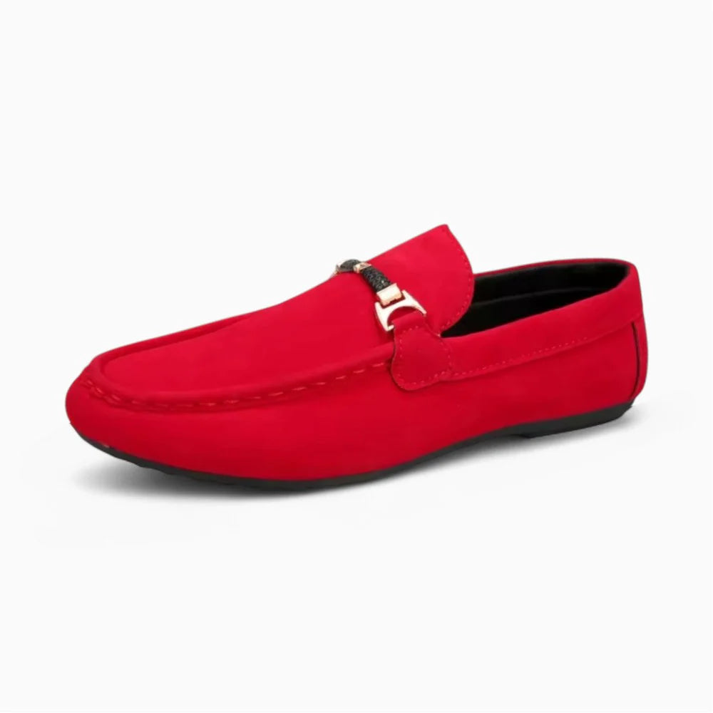 Mocassins homme en daim rouge